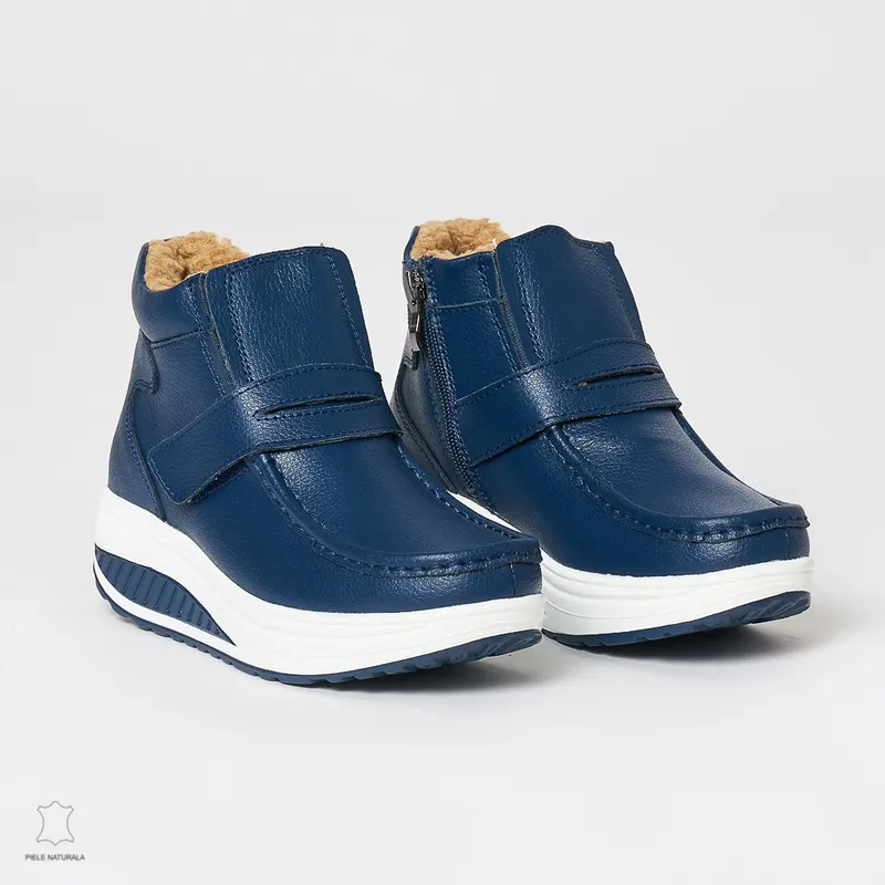 Ghete dama din Piele Naturala CRL0627 Bleumarin