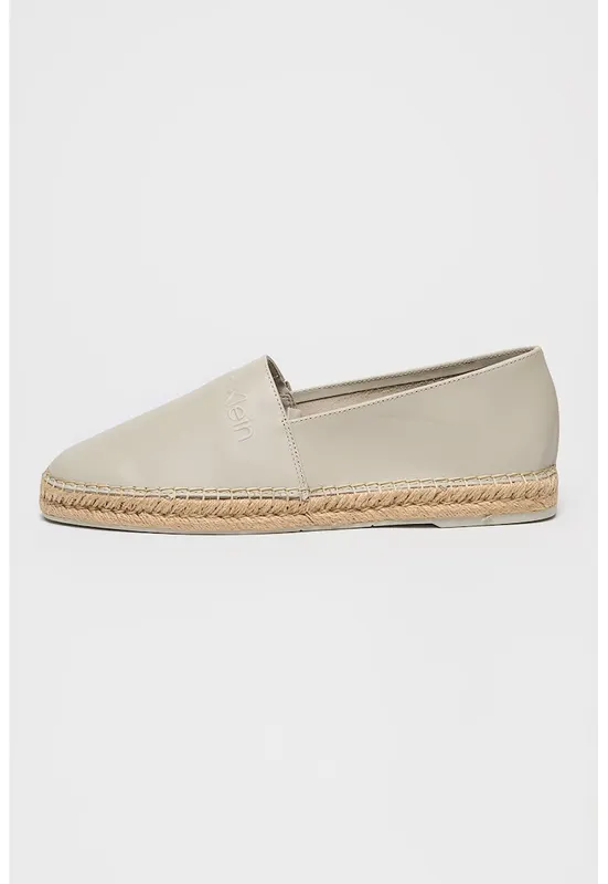 Espadrile din piele cu varf ascutit - Maro taupe deschis