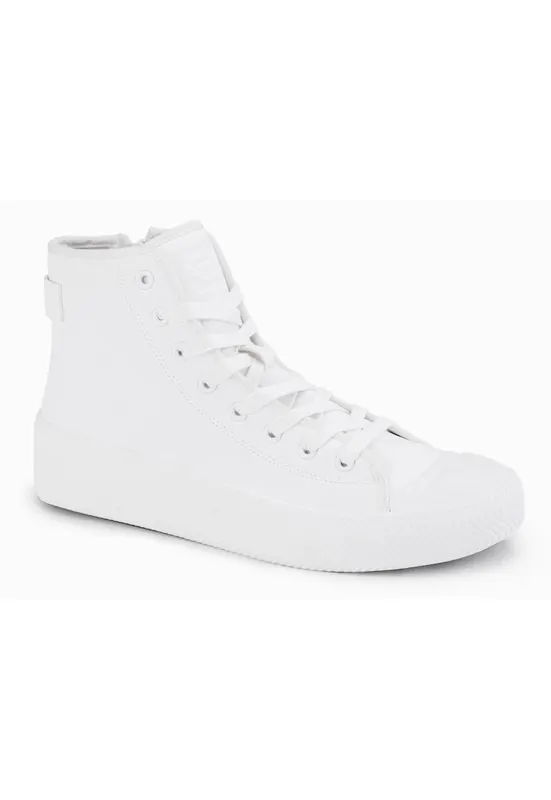 Pantofi sport inalti cu fermoar OM-FOTH-0184 - Alb