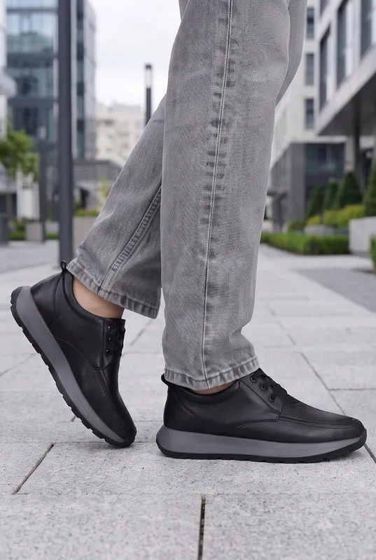 Pantofi SPORT-Casual din Piele Negri - MAW BLACK
