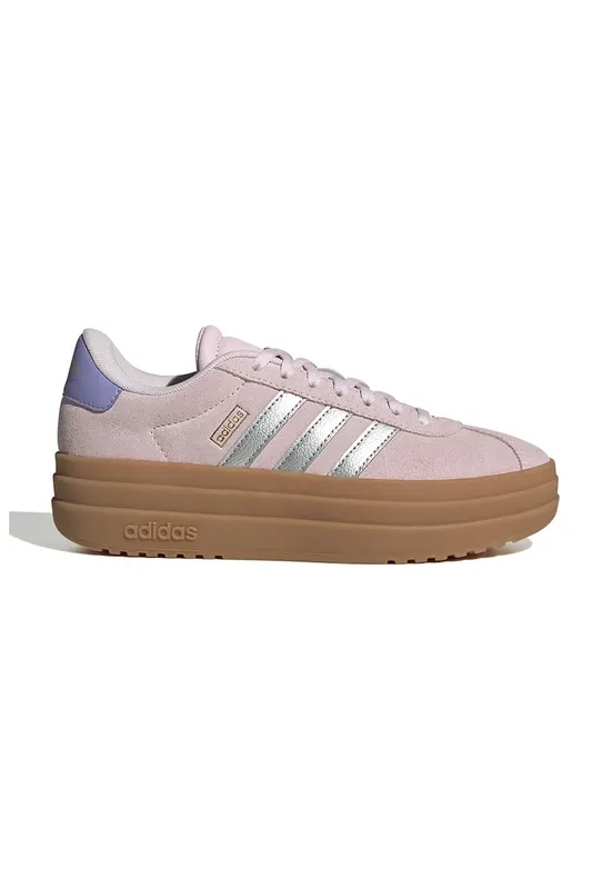 Pantofi sport Court Bold din piele intoarsa cu talpa flatform - Roz pastel/Argintiu