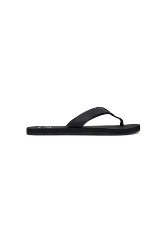 Papuci flip-flop barbati 11955 - Piele naturala - Negru - Negru