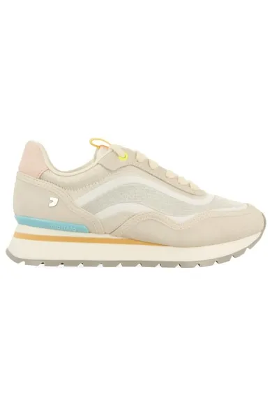 Pantofi sport din material textil cu insertii din piele intoarsa - Alb