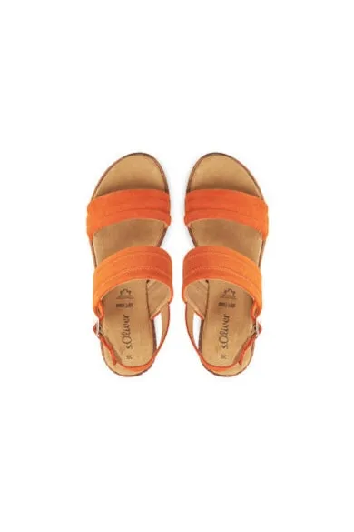 Sandale dama - 5-28701-44 564 - S Oliver - Piele naturala - Portocaliu
