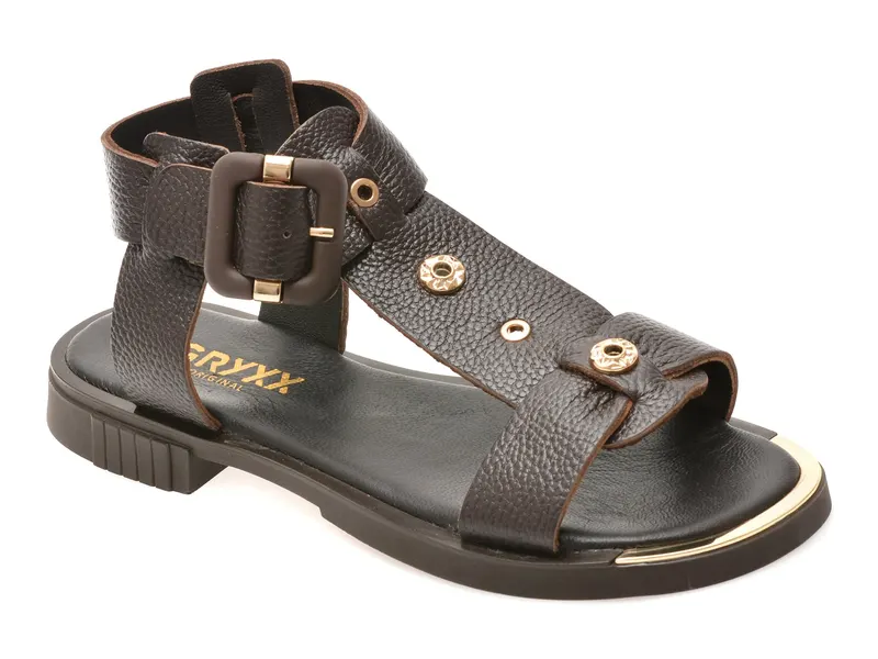 Sandale maro, 4842619, din piele naturala