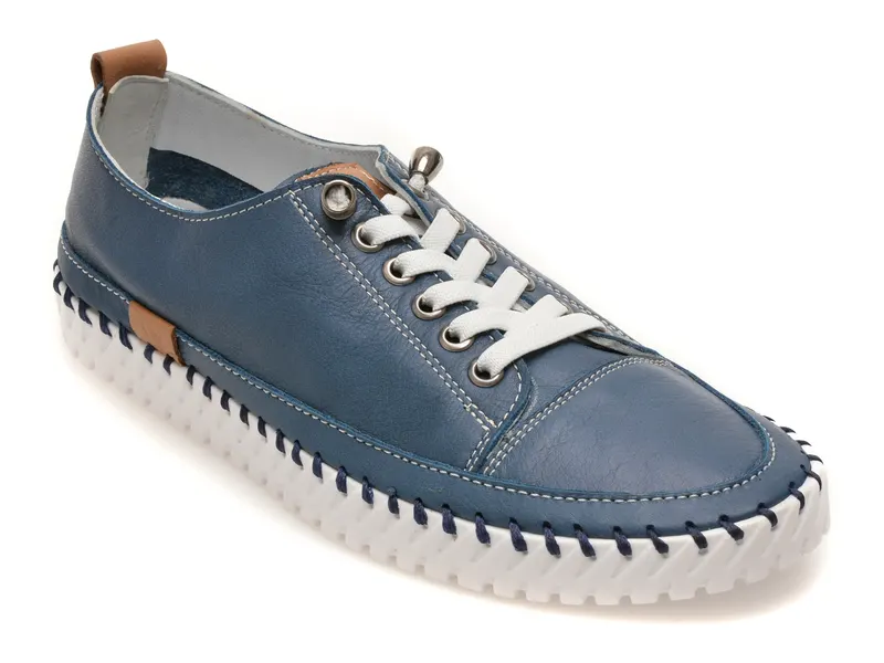 Pantofi albastri, EV2898, din piele naturala