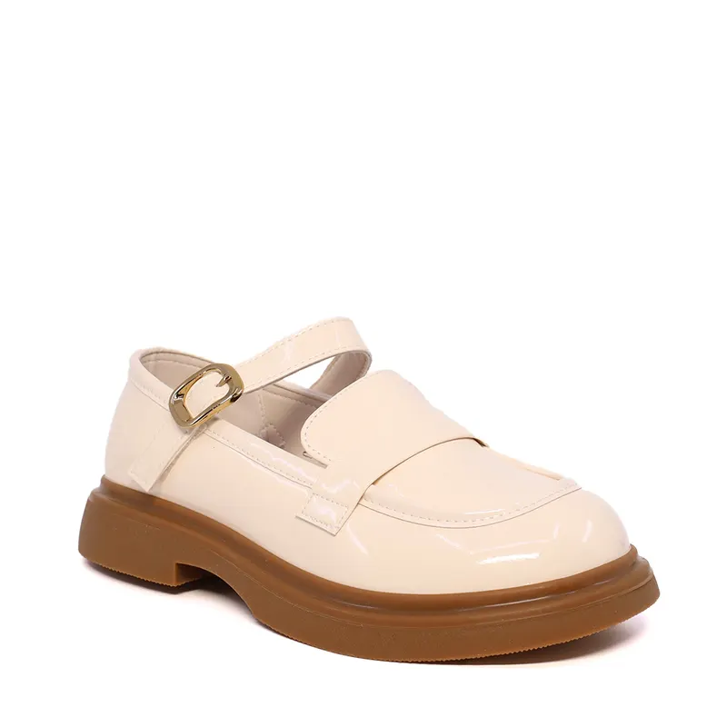 Pantofi Mary Jane fetițe bej din piele lăcuită 3790FP006LBE — imaginea 2