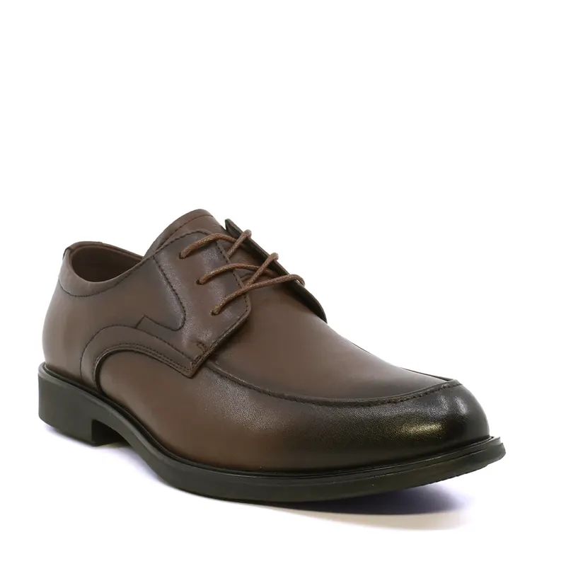 Pantofi derby bărbați maro din piele 3851BP083M — imaginea 2