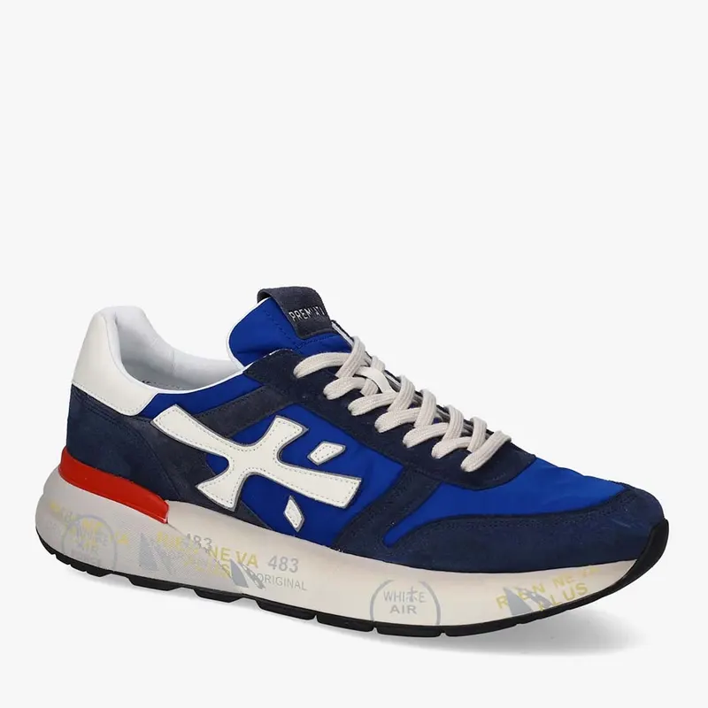 Sneakers bărbați Premiata Mick bleumarin din piele întoarsă și textil 1691BP8008BL — imaginea 2