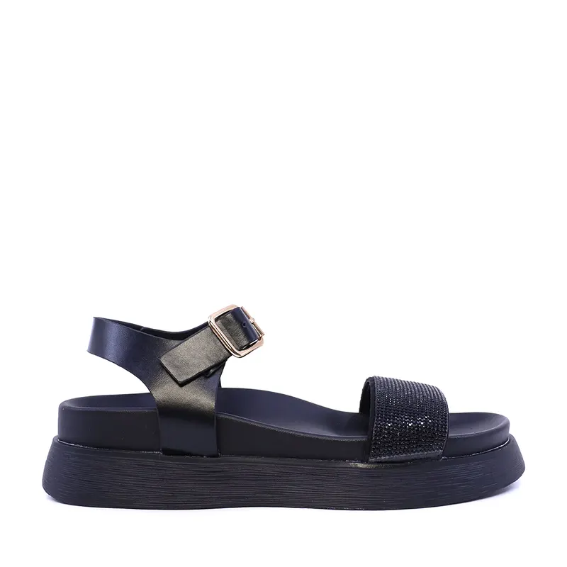 Sandale cu ștrasuri femei Solo Donna negre 2741DS7574N