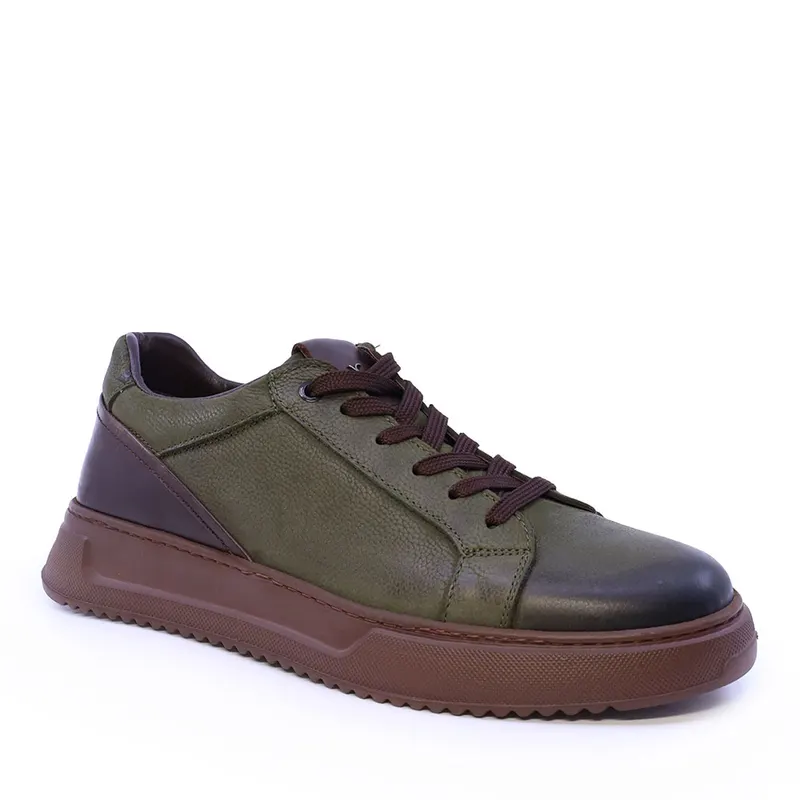 Sneakers ușori bărbați Luca di Gioia kaki din piele 2302BP33731NKA — imaginea 2