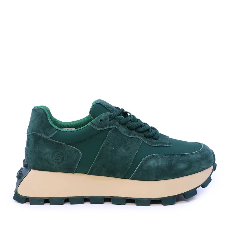 Sneakers femei verzi din piele și textil 1992DP5120VV