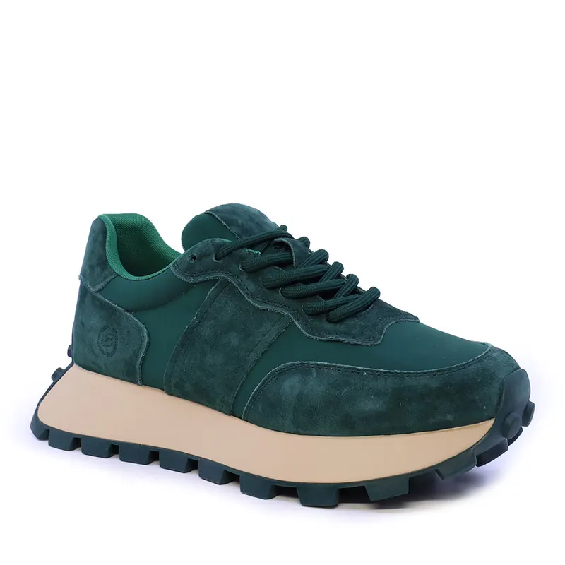 Sneakers femei verzi din piele și textil 1992DP5120VV — imaginea 2