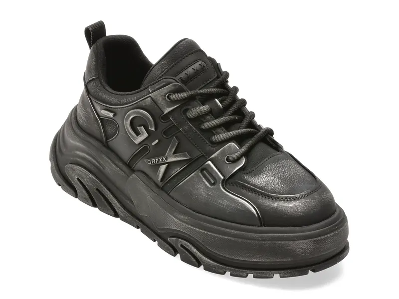 Pantofi sport GRYXX negri, 11028, din piele naturala
