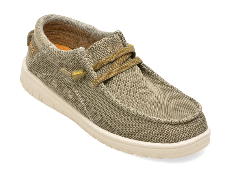 Mocasini JEEP kaki, 61115, din material textil