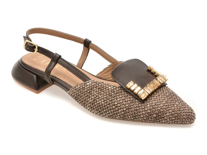 Pantofi eleganti EPICA maro, 669B754, din material textil si piele naturala