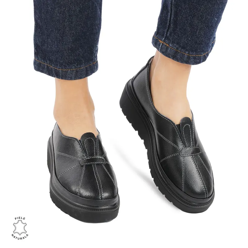 Pantofi Casual de dama din Piele Naturala CRL0918 NEGRU