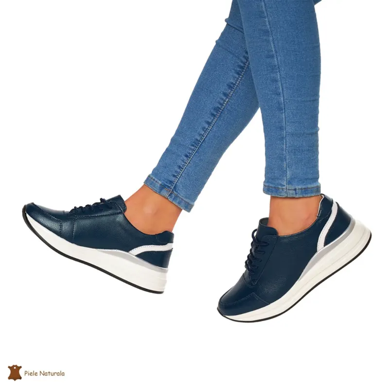 Pantofi casual de dama din piele naturala cu talpa plata CRL0019