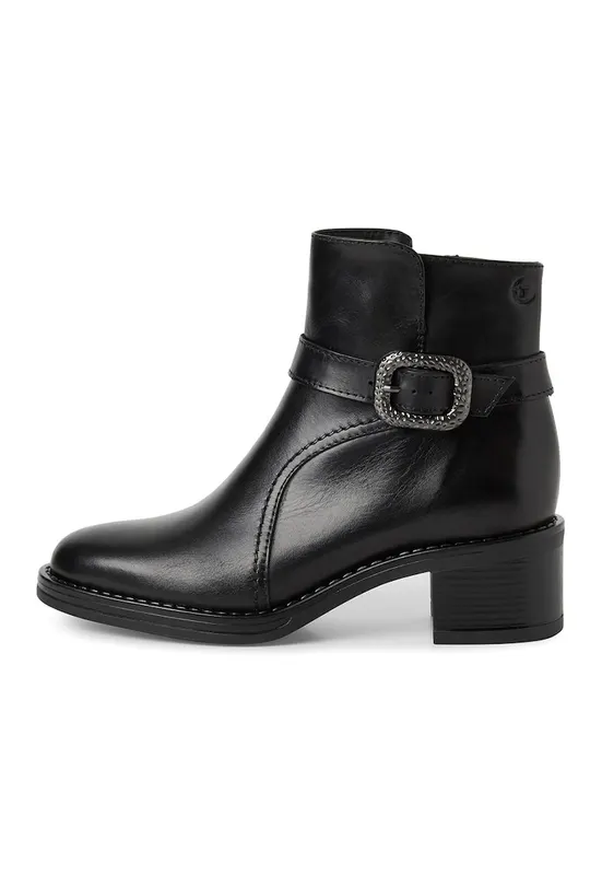 Botine de piele cu catarama - Negru