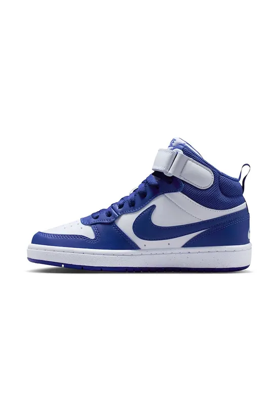 Pantofi sport mid-high Court Borough 2 de piele - Albastru royal/Alb murdar