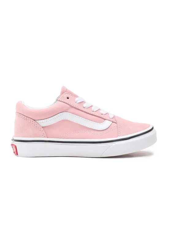 Tenisi de panza cu garnituri de piele intoarsa Old Skool - Alb/Roz pastel