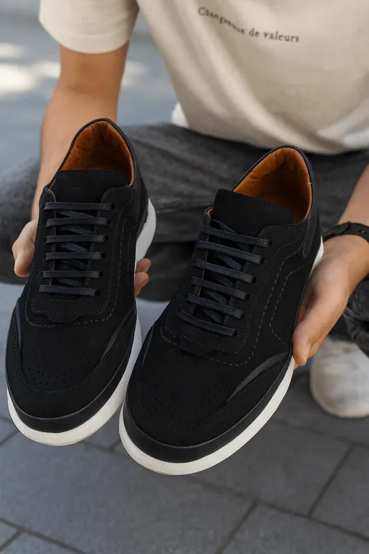 Pantofi Casual Barbati din Piele Negri - YORK