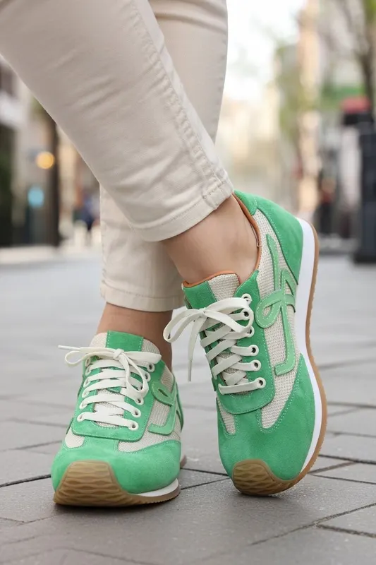 Sneakers Dama din Piele Verde - OMY GREEN