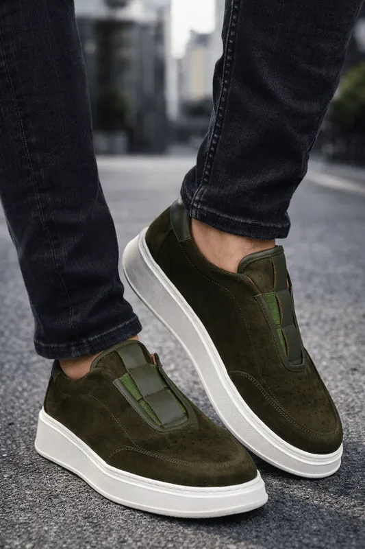 Pantofi Casual din Piele Naturală Verzi tip Slip-On - ZAK GREEN