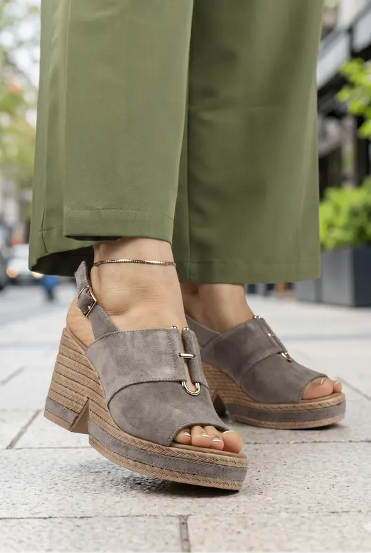 Sandale din Piele Gri cu Talpa Ortopedica - ZIFRE GREY