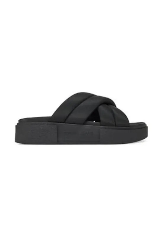 Slapi dama - negru - textil -