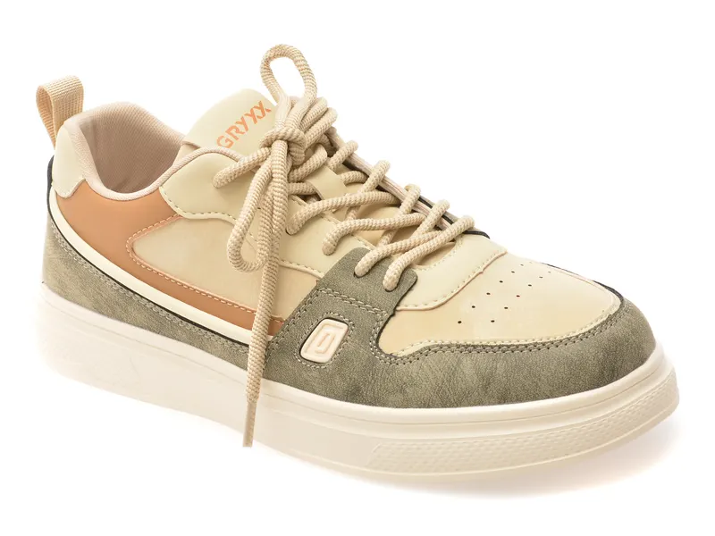Pantofi sport bej, 6813, din piele naturala