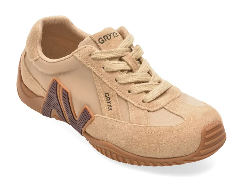 Pantofi sport gri, C61203, din piele intoarsa