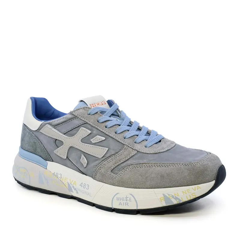 Sneakers bărbați Premiata Mick gri din piele întoarsă și textil 1691BP7247GR — imaginea 2