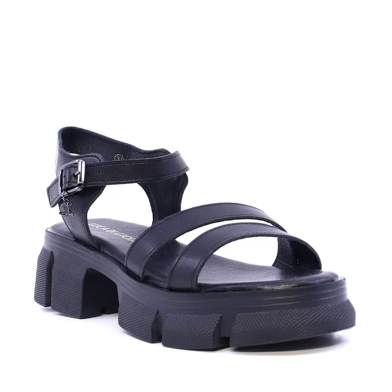Sandale femei Luca di Gioia negre din piele 1291DS3130N — imaginea 2