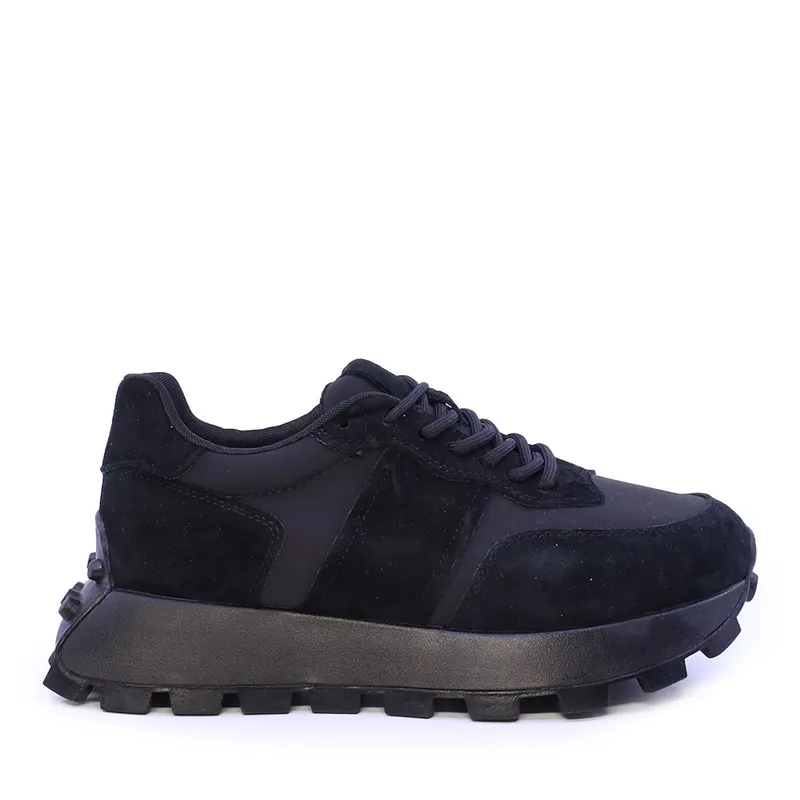 Sneakers femei negri din piele și textil 1992DP5120VN