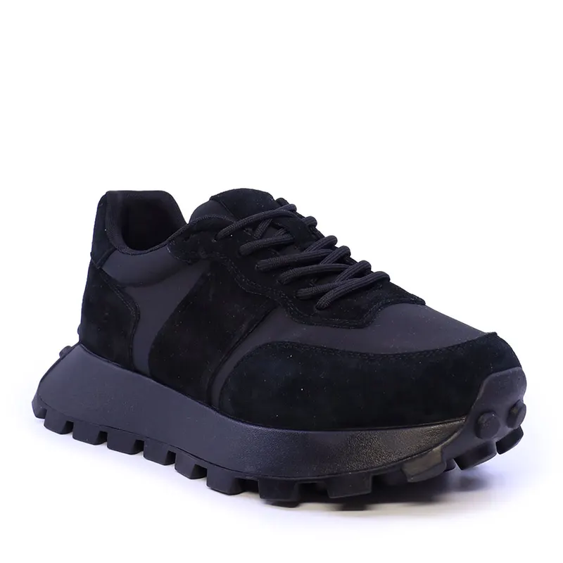 Sneakers femei negri din piele și textil 1992DP5120VN — imaginea 2