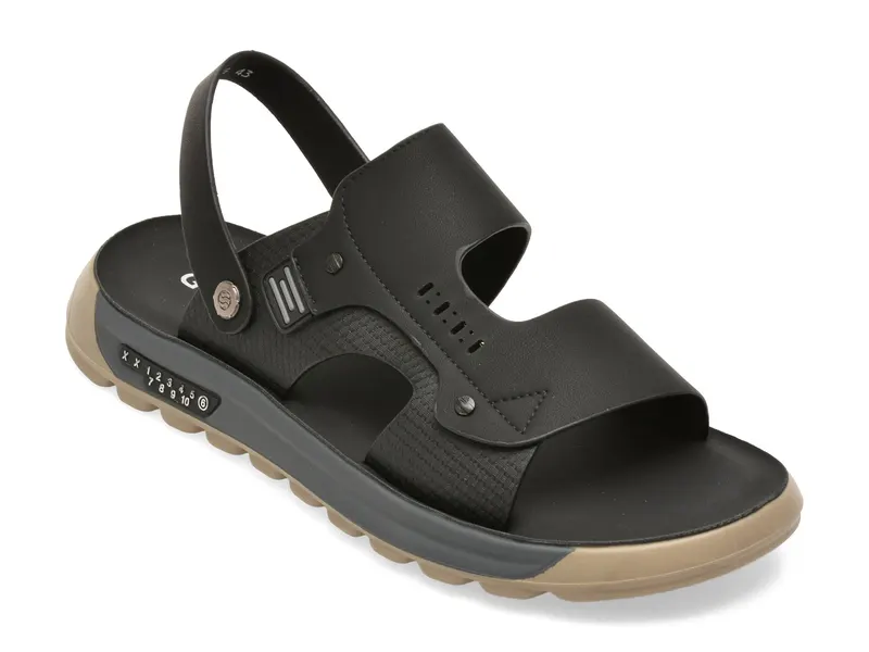 Sandale GRYXX negre, 25095, din piele naturala