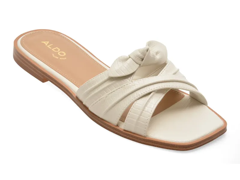 Papuci albi, SUNBEAM 121, din piele ecologica