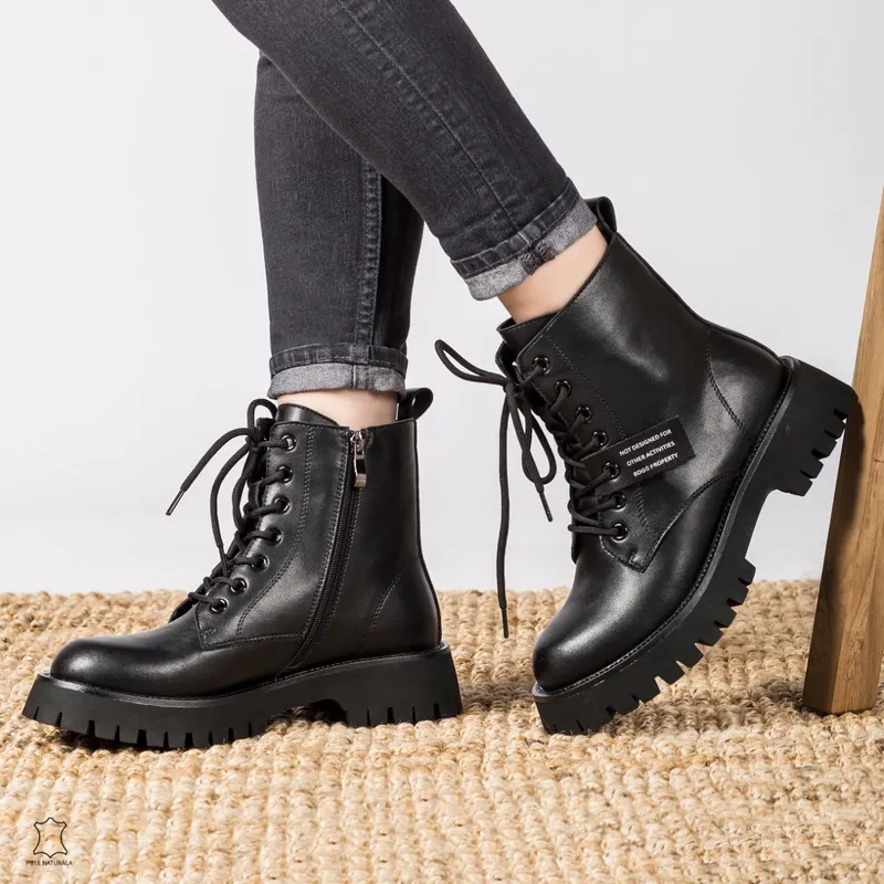Ghete dama din Piele Naturala CRL0622 Negru
