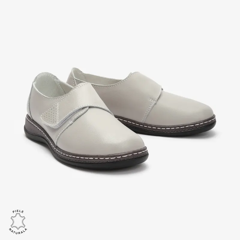 Mocasini dama din Piele naturală CRL0017 Gri