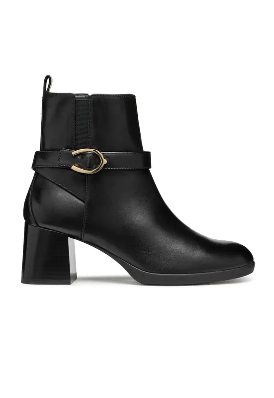 Botine de piele cu toc masiv - Negru