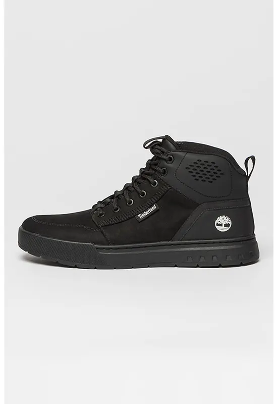 Pantofi sport mid-high de piele si piele intoarsa Maple - Negru