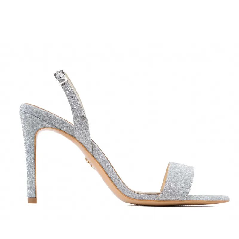 Sandale Agata Piele Naturala Glitter, Gri