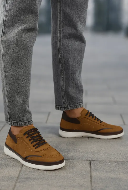Pantofi Casual Barbati din Piele Nubuk Camel - STOKE