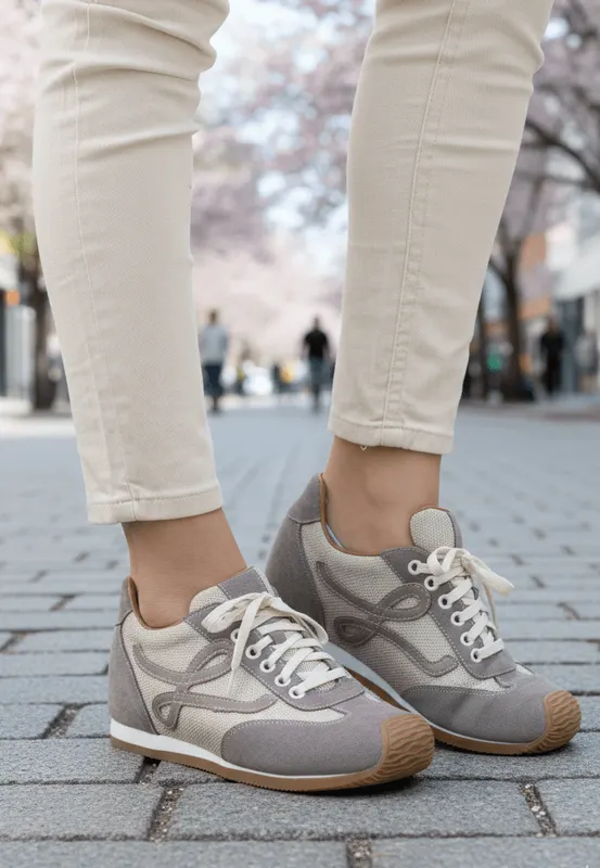 Sneakers Dama din Piele Gri - OMY TAUPE