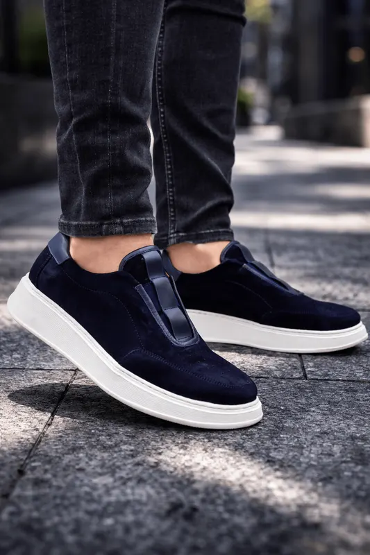 Pantofi Casual din Piele Naturală Albastri tip Slip-On - ZAK BLU