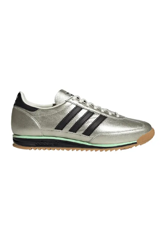 Pantofi sport din piele cu aspect metalizat - Negru/Argintiu
