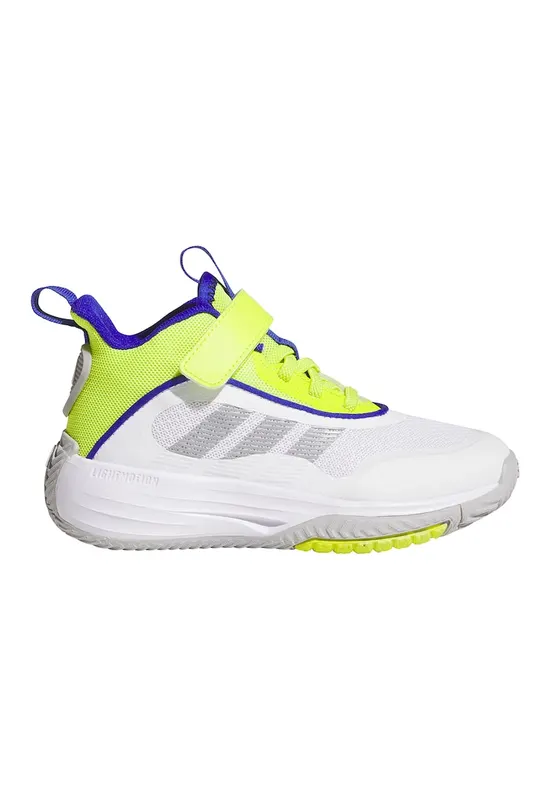 Pantofi Own The Game 3.0 cu bareta velcro pentru baschet - Galben neon/Gri cenusiu/Alb optic