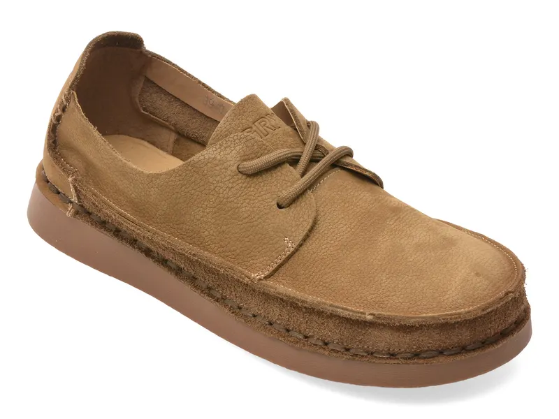Pantofi maro, N3900, din nabuc