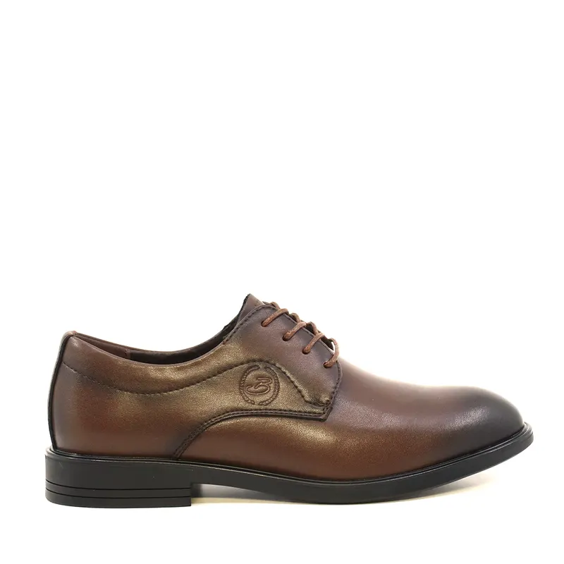Pantofi derby bărbați maro din piele 3851BP081M
